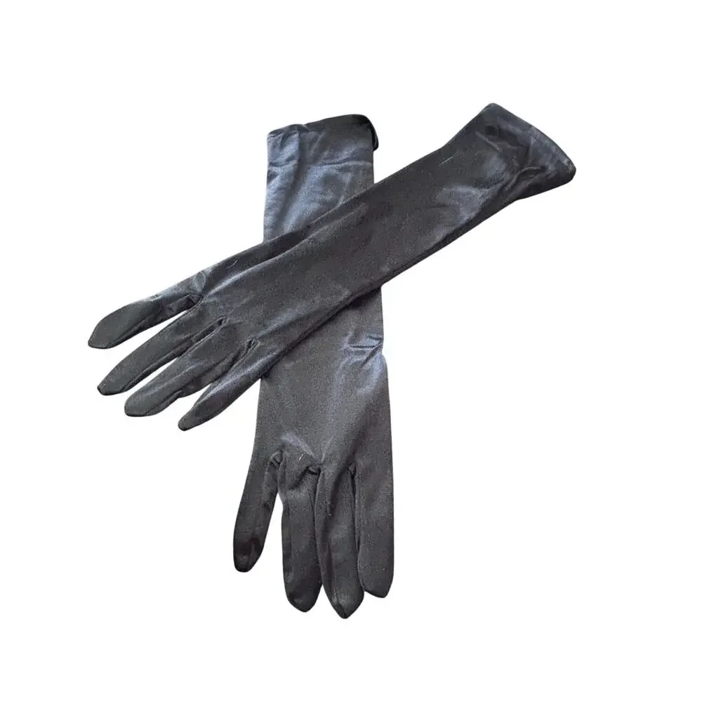 Black Satin Long Gloves Goth Whimseygoth Costume Cosplay Witchy